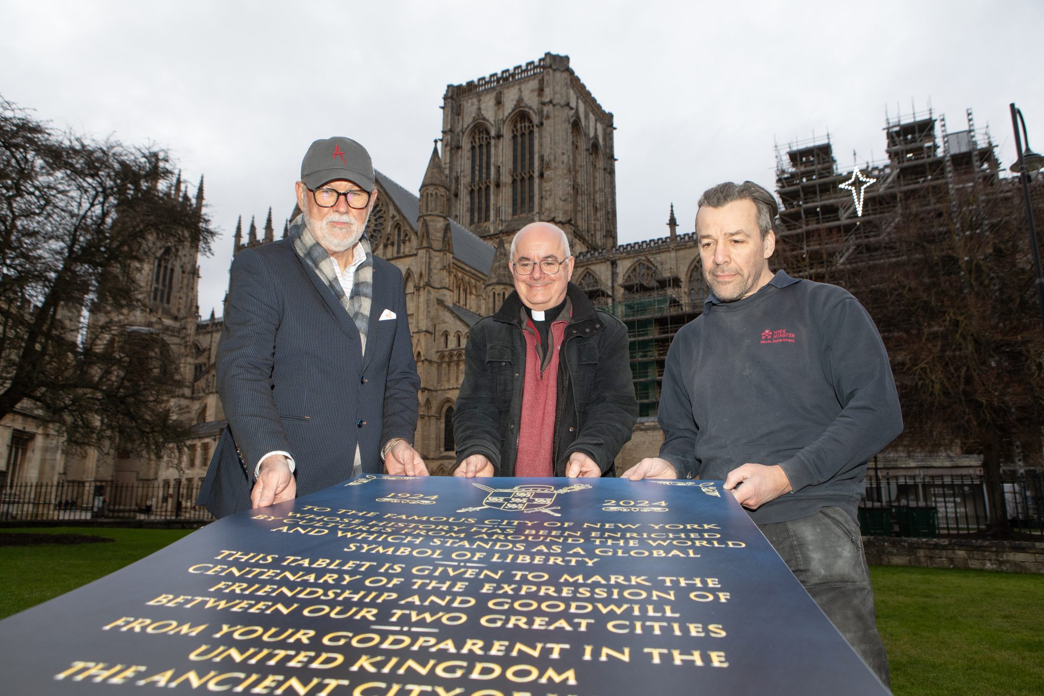Symbolic York ledger stone leaves for New York York Minster